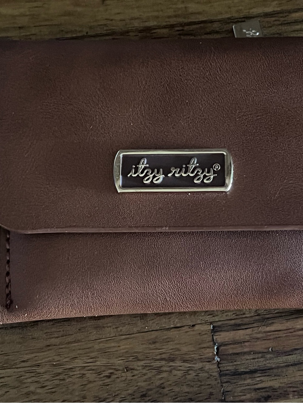 Itzy Ritzy Chocolate Brown Faux-Leather Wallet with Metal Logo